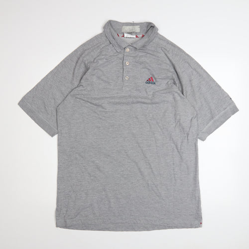 Adidas Mens Grey Polo Shirt Size L Cotton Blend Golf Sportswear