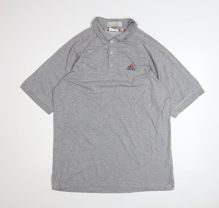 Adidas Mens Grey Polo Shirt Size L Cotton Blend Golf Sportswear