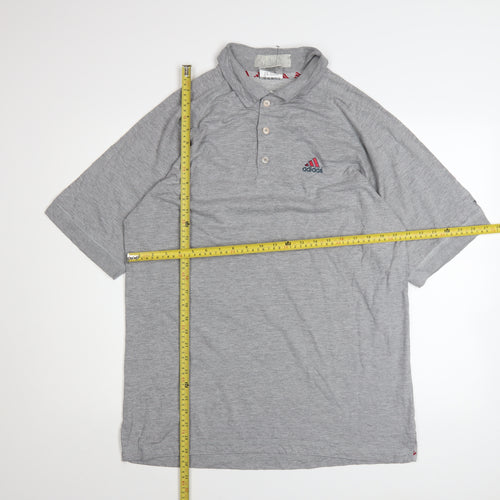 Adidas Mens Grey Polo Shirt Size L Cotton Blend Golf Sportswear