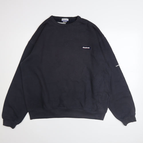 Reebok Men's Black L Pullover Crew Neck Logo Sweatshirt