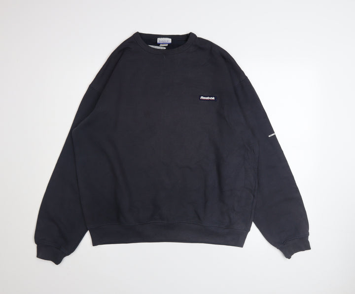 Reebok Men's Black L Pullover Crew Neck Logo Sweatshirt