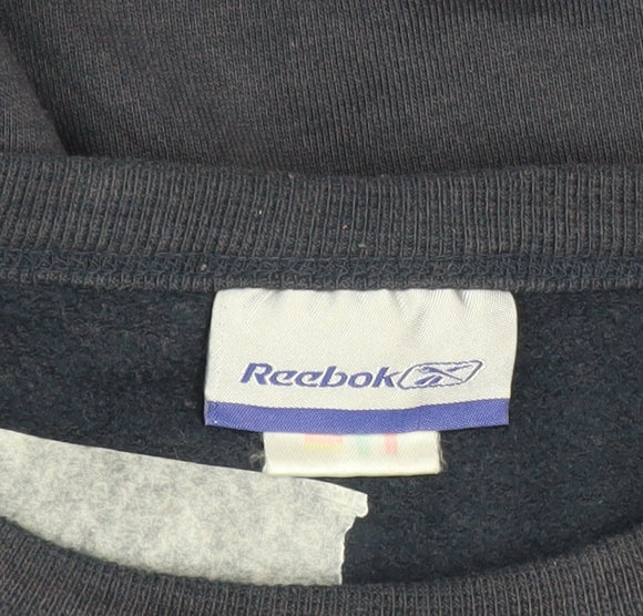 Reebok Men's Black L Pullover Crew Neck Logo Sweatshirt