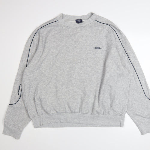 Umbro Men’s Grey XXL Pullover Sweatshirt Crew Neck Logo Sportswear