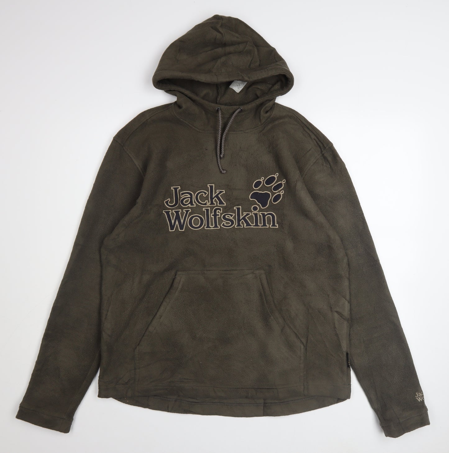Jack Wolfskin Men's Brown Fleece Pullover Hoodie M Outdoor Kangaroo Pocket