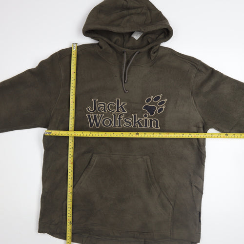 Jack Wolfskin Men's Brown Fleece Pullover Hoodie M Outdoor Kangaroo Pocket