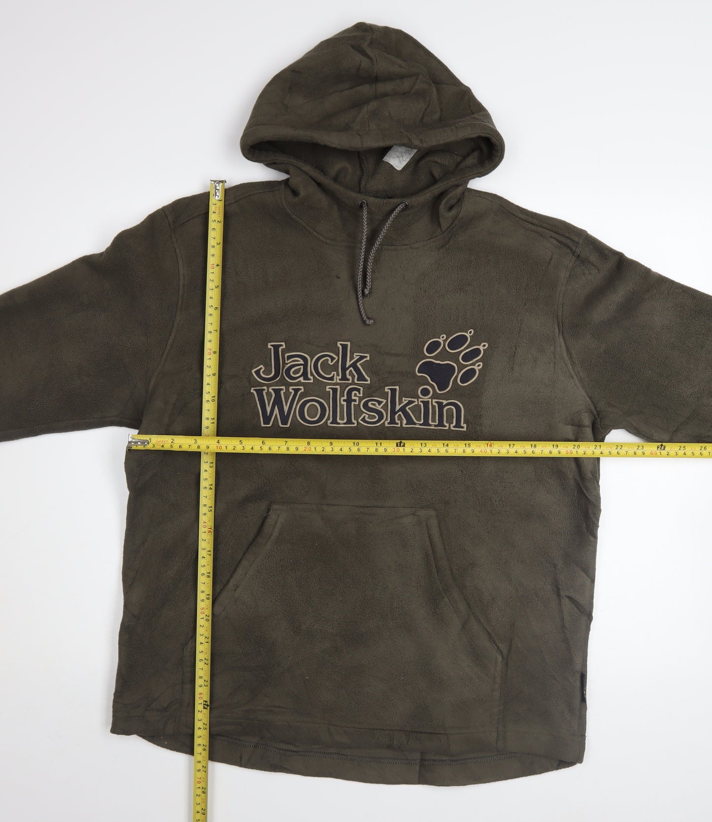 Jack Wolfskin Men's Brown Fleece Pullover Hoodie M Outdoor Kangaroo Pocket