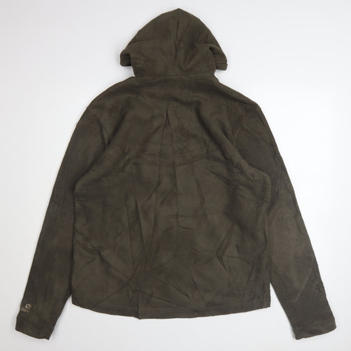 Jack Wolfskin Men's Brown Fleece Pullover Hoodie M Outdoor Kangaroo Pocket