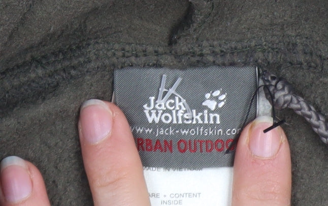 Jack Wolfskin Men's Brown Fleece Pullover Hoodie M Outdoor Kangaroo Pocket