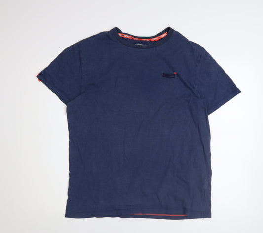 Superdry Men's Navy Blue 2XL Cotton Crew Neck Short Sleeve T-Shirt