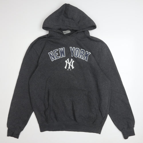 Majestic Men Dark Grey New York Yankees Hoodie L Pullover Fleece