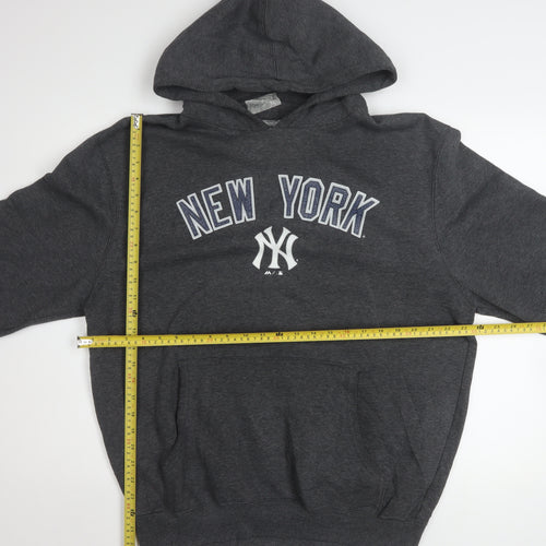 Majestic Men Dark Grey New York Yankees Hoodie L Pullover Fleece