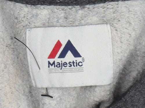 Majestic Men Dark Grey New York Yankees Hoodie L Pullover Fleece