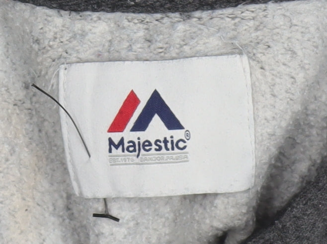 Majestic Men Dark Grey New York Yankees Hoodie L Pullover Fleece