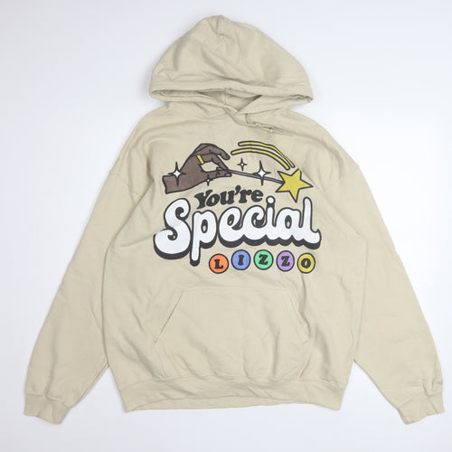 Gildan Women's Beige Lizzo Graphic Pullover Hoodie Size L