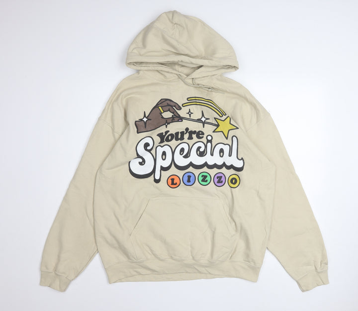 Gildan Women's Beige Lizzo Graphic Pullover Hoodie Size L