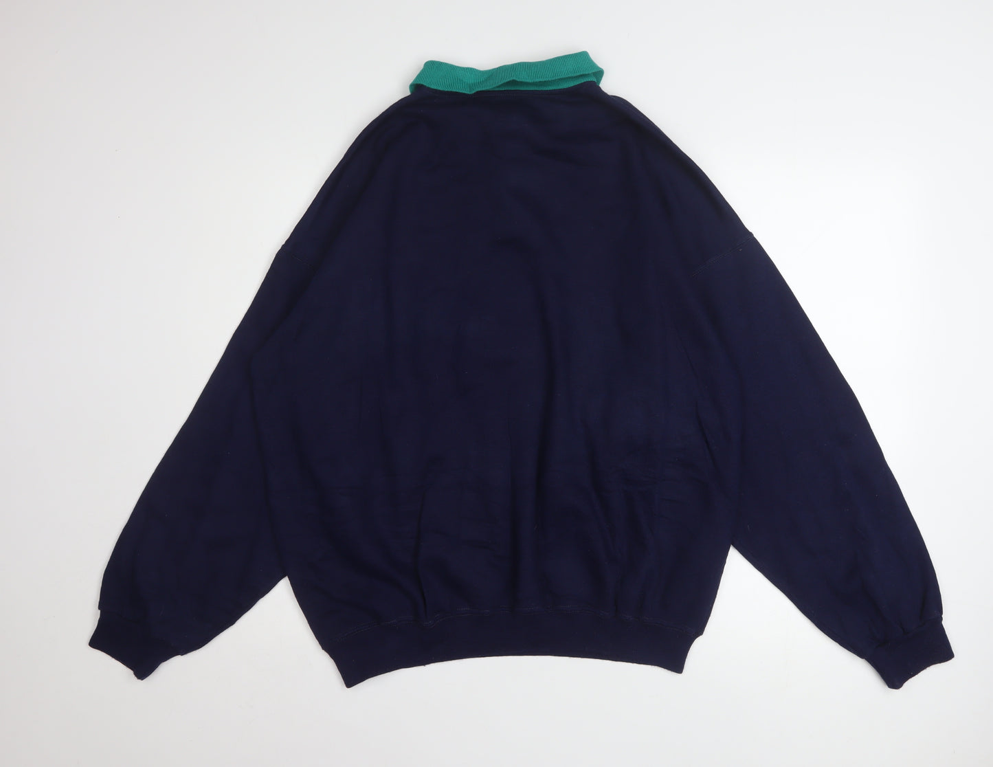 Sporting Women Navy Ski Embroidered Henley Sweatshirt XL