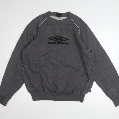 Umbro Mens Grey Medium Pullover Sweatshirt Crew Neck Sports Top
