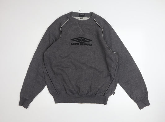 Umbro Mens Grey Medium Pullover Sweatshirt Crew Neck Sports Top