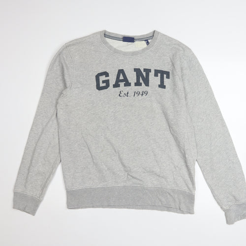 GANT Men's Grey Logo Crew Neck Sweatshirt Size L Pullover