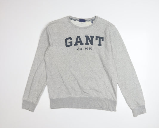GANT Men's Grey Logo Crew Neck Sweatshirt Size L Pullover