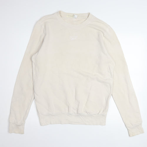 Reebok Womens Beige Small Crew Neck Pullover Sweatshirt