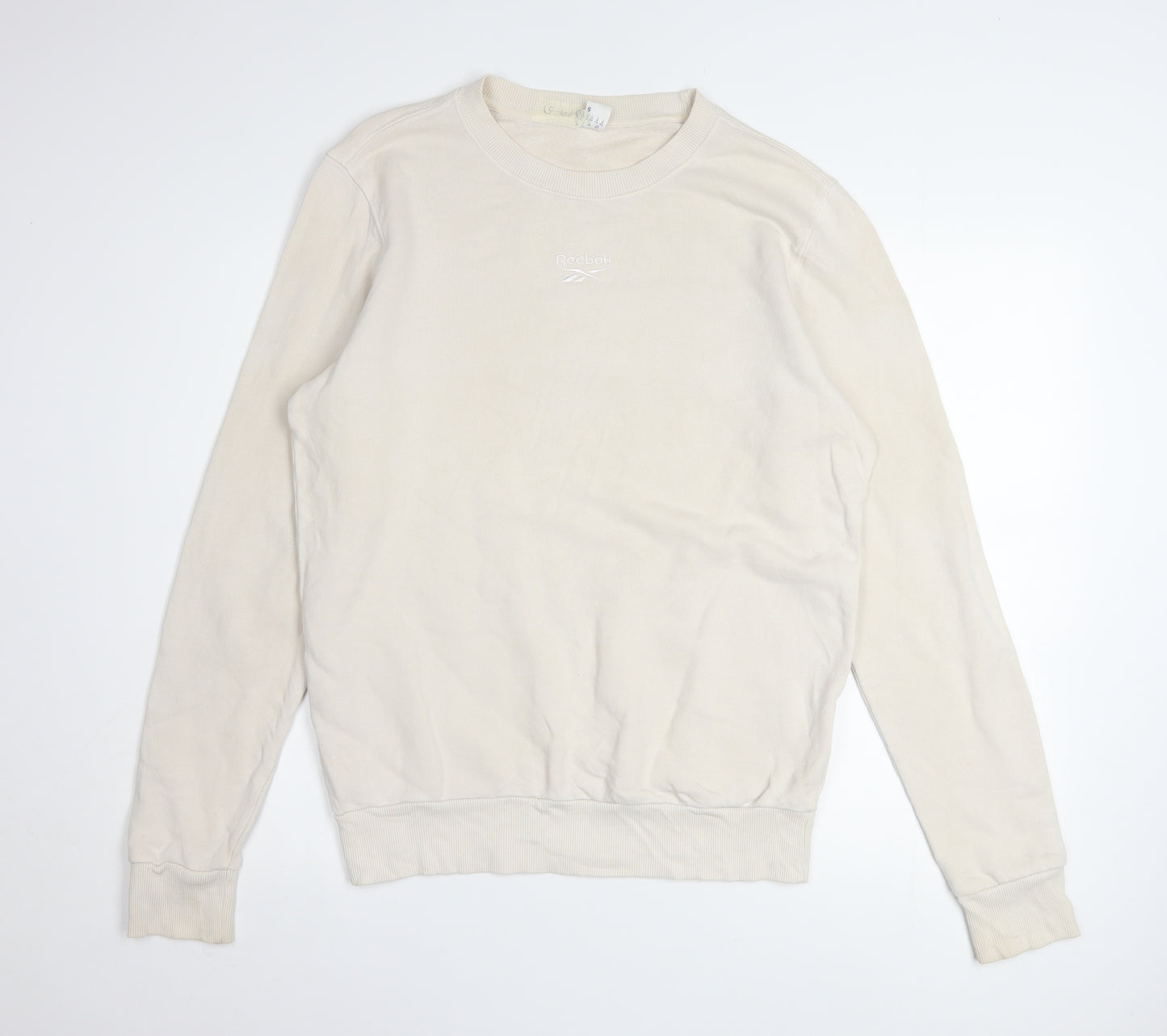 Reebok Womens Beige Small Crew Neck Pullover Sweatshirt