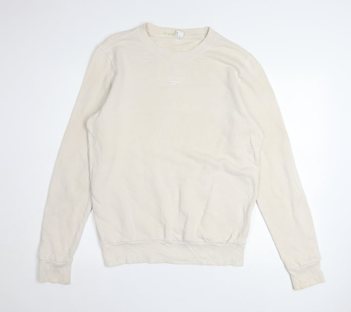 Reebok Womens Beige Small Crew Neck Pullover Sweatshirt