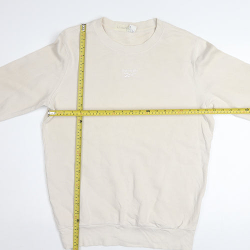 Reebok Womens Beige Small Crew Neck Pullover Sweatshirt