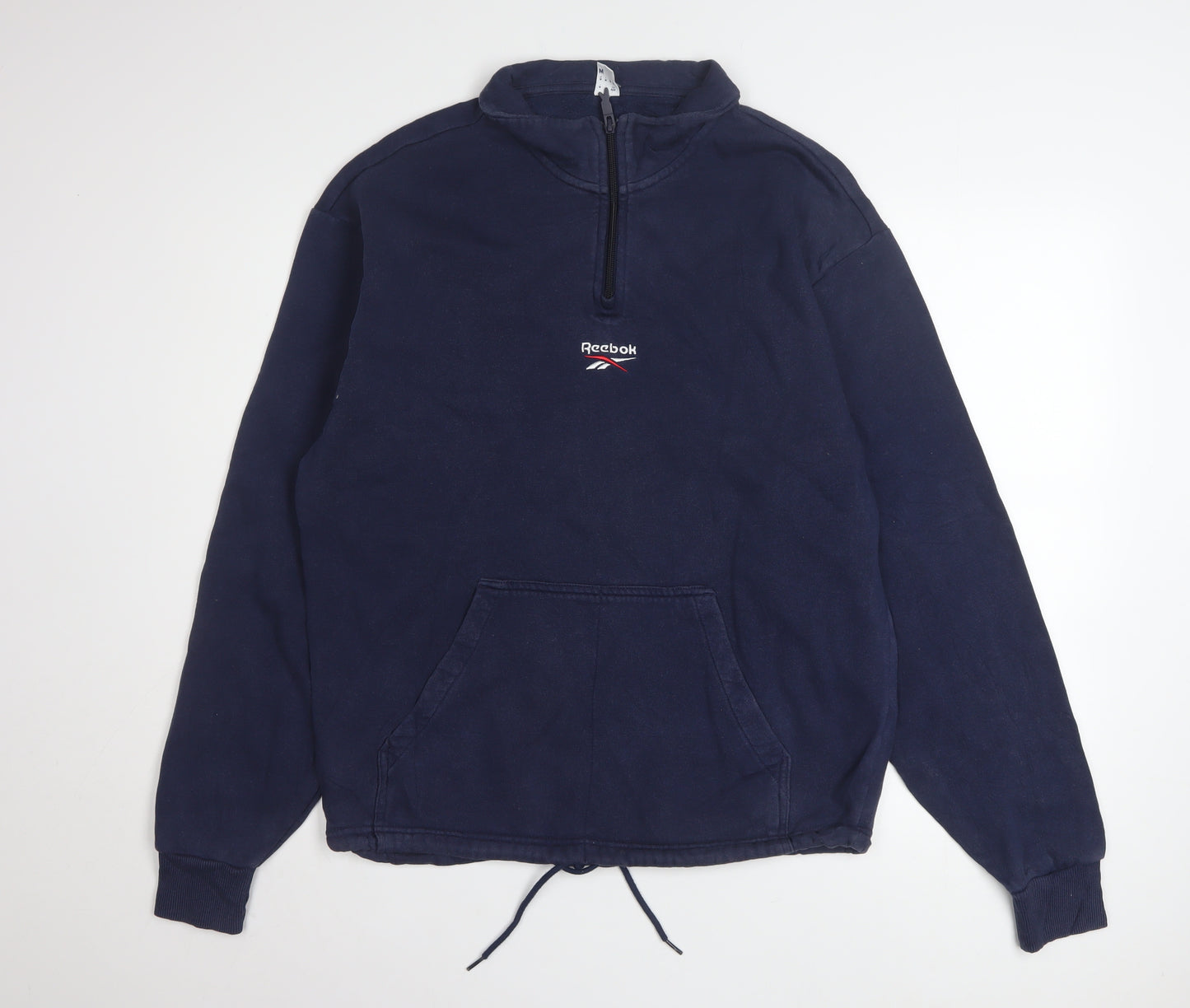 Reebok Mens Blue 1/4 Zip Pullover Sweatshirt Size M Sports Style