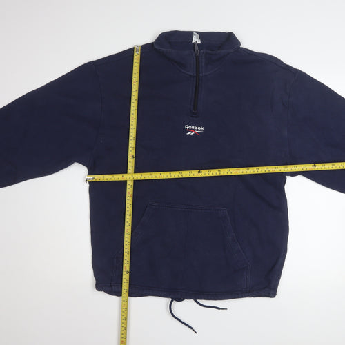 Reebok Mens Blue 1/4 Zip Pullover Sweatshirt Size M Sports Style