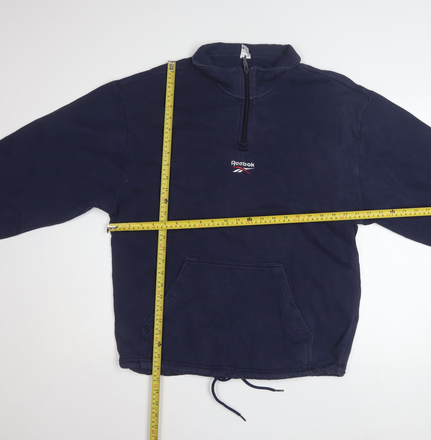 Reebok Mens Blue 1/4 Zip Pullover Sweatshirt Size M Sports Style
