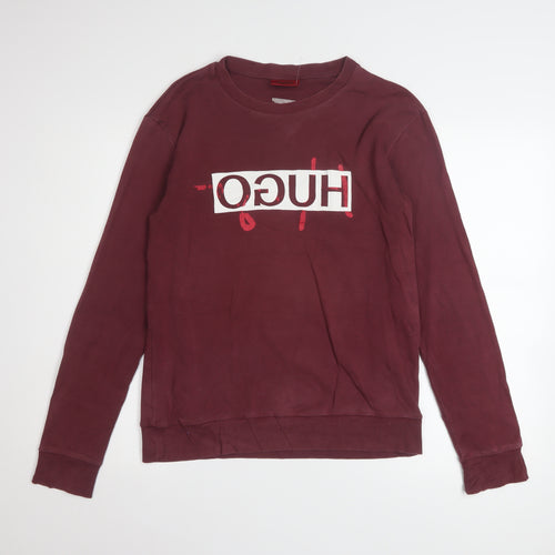Hugo Boss Unisex Red Logo Graphic Cotton Sweatshirt Size S