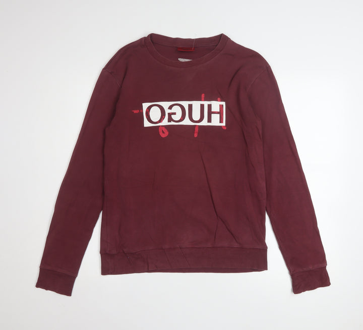 Hugo Boss Unisex Red Logo Graphic Cotton Sweatshirt Size S