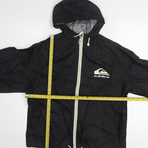 Quiksilver Boys Black Hooded Zip Windbreaker Jacket 12 Years