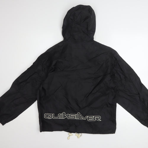 Quiksilver Boys Black Hooded Zip Windbreaker Jacket 12 Years