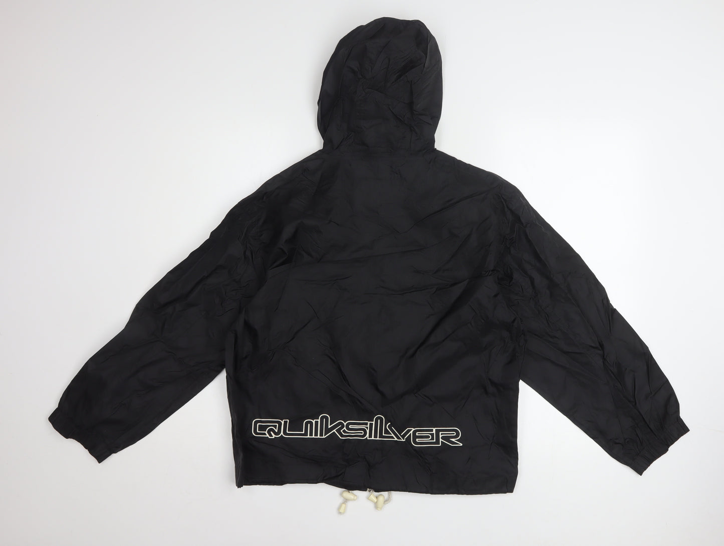 Quiksilver Boys Black Hooded Zip Windbreaker Jacket 12 Years
