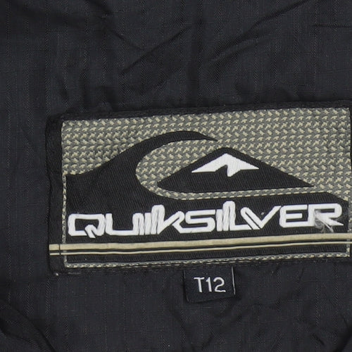 Quiksilver Boys Black Hooded Zip Windbreaker Jacket 12 Years