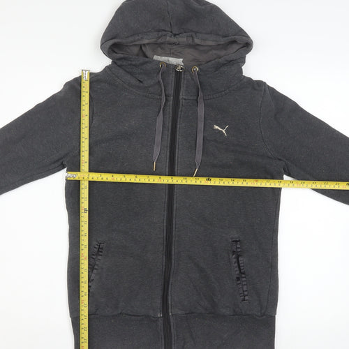 Puma Women's Charcoal Full Zip Hoodie UK 12 Cotton Blend