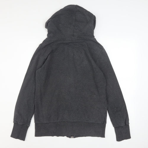 Puma Women's Charcoal Full Zip Hoodie UK 12 Cotton Blend