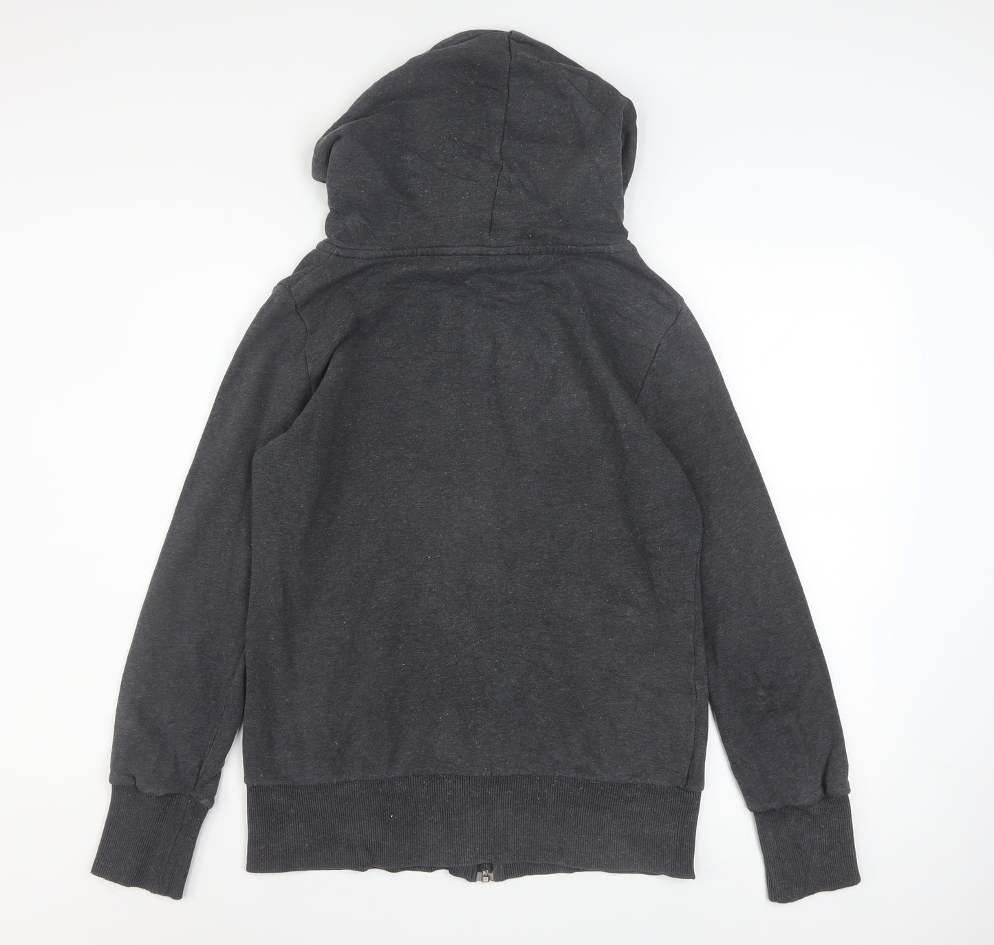 Puma Women's Charcoal Full Zip Hoodie UK 12 Cotton Blend