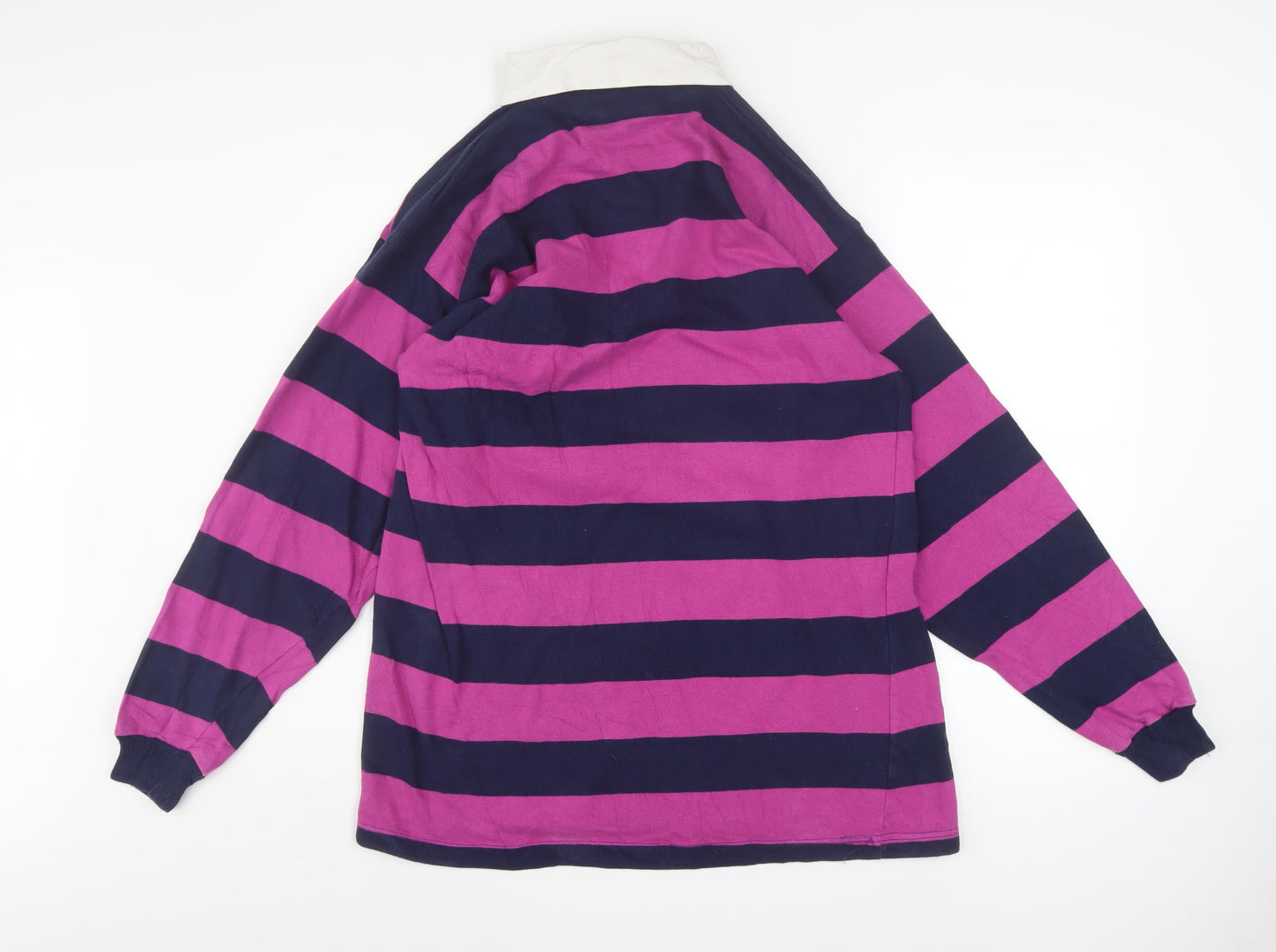 Allez by MCM Mens Purple Navy Striped Rugby Shirt Size L 42in Cotton