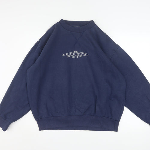 Umbro Womens Navy Blue Pullover Sweatshirt L Logo Cotton Blend