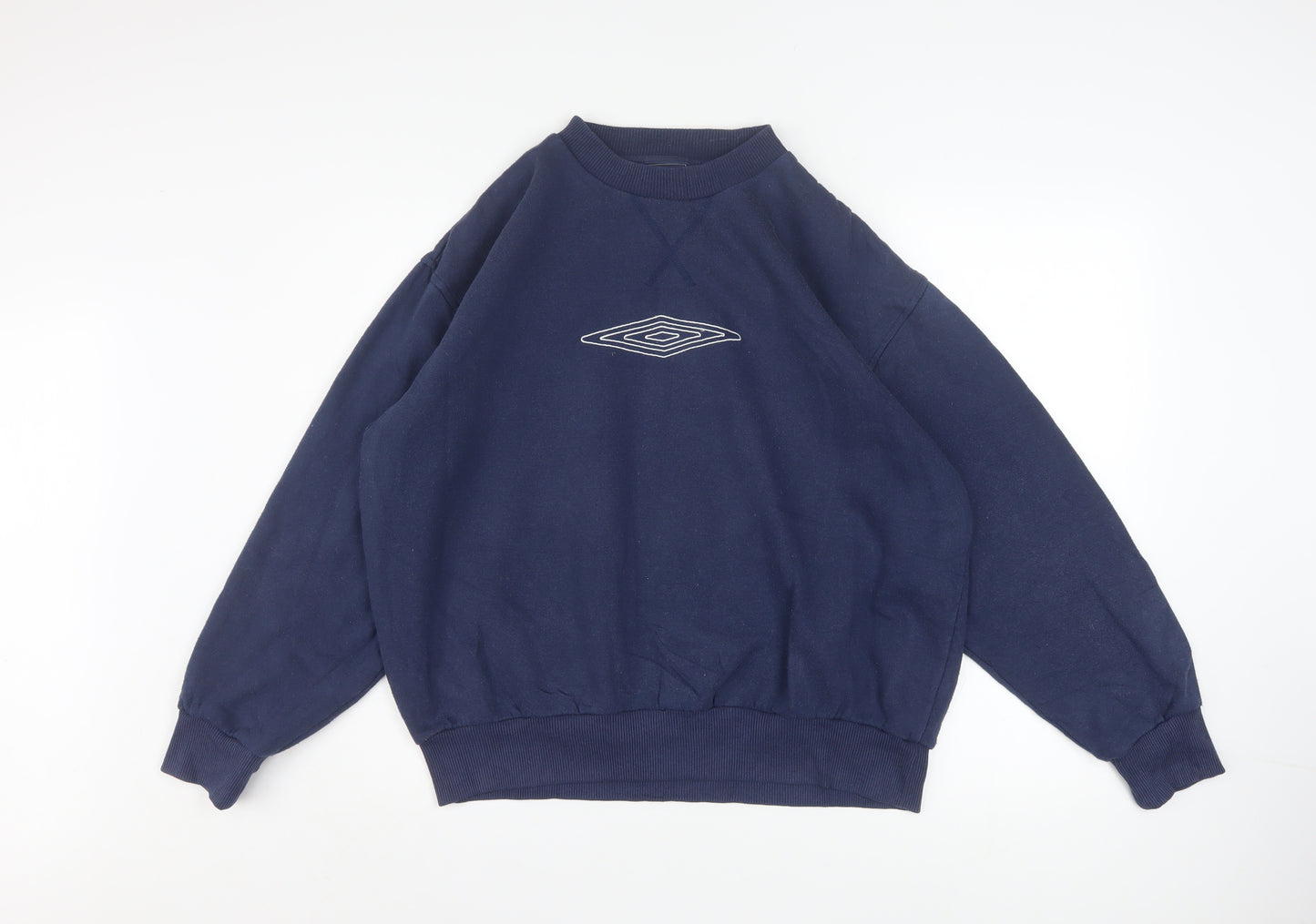 Umbro Womens Navy Blue Pullover Sweatshirt L Logo Cotton Blend
