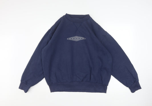Umbro Womens Navy Blue Pullover Sweatshirt L Logo Cotton Blend