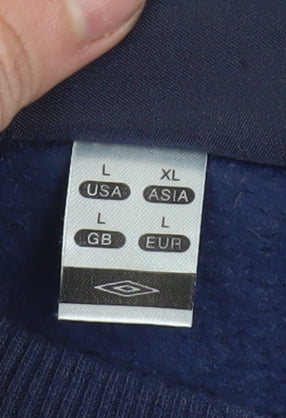 Umbro Womens Navy Blue Pullover Sweatshirt L Logo Cotton Blend
