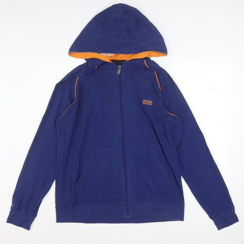 Hugo Boss Men's Blue Full Zip Hoodie L Lightweight Hooded Sweatshirt
