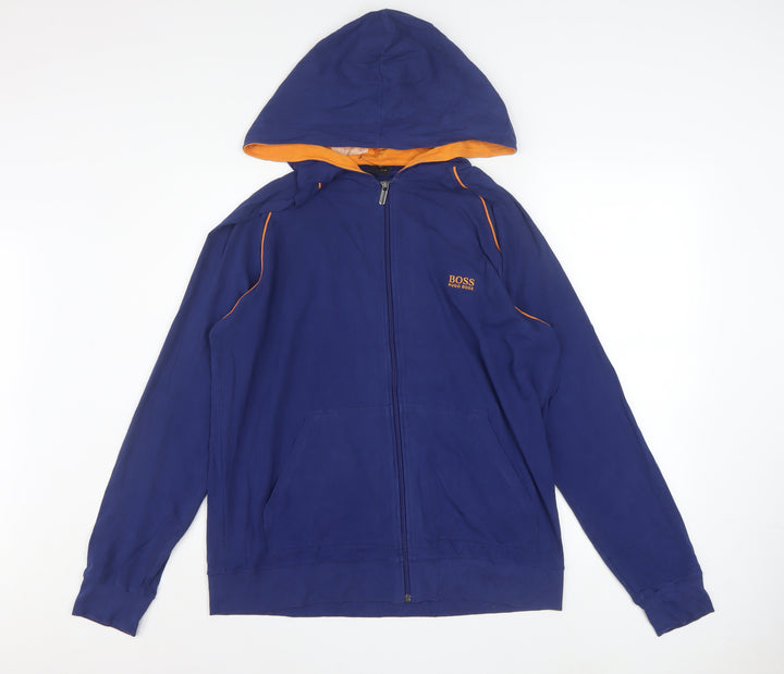 Hugo Boss Men's Blue Full Zip Hoodie L Lightweight Hooded Sweatshirt