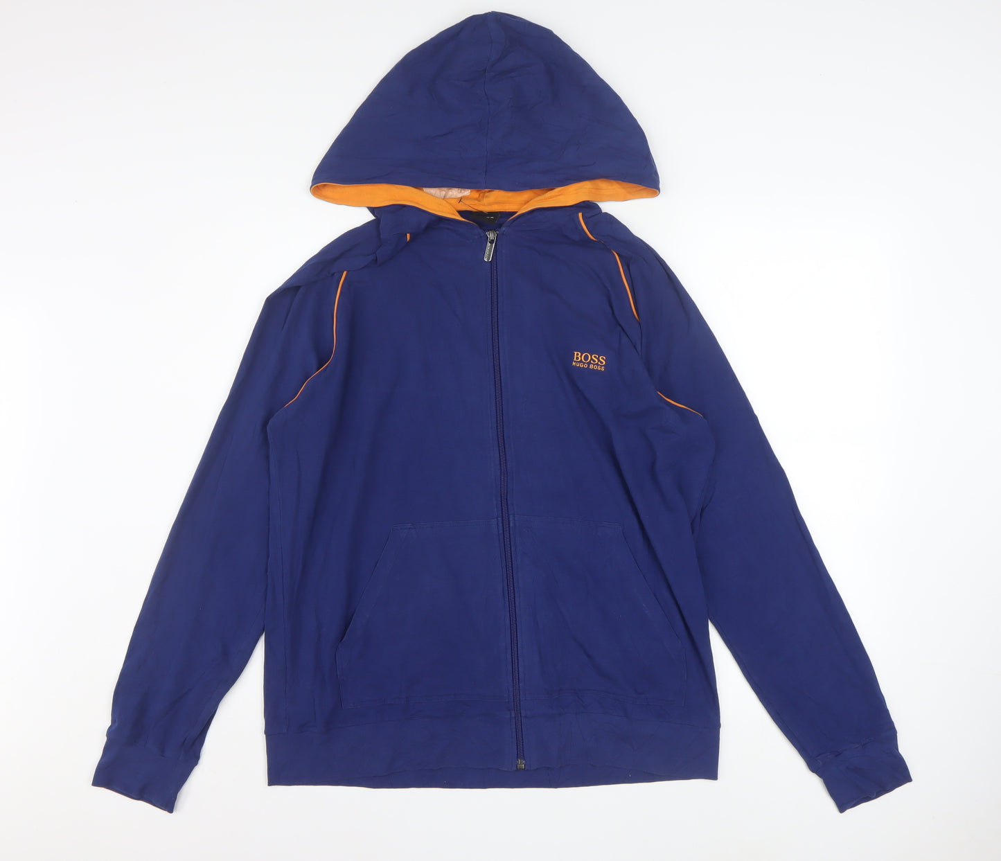 Hugo Boss Men's Blue Full Zip Hoodie L Lightweight Hooded Sweatshirt