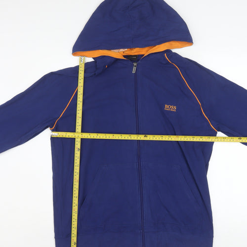 Hugo Boss Men's Blue Full Zip Hoodie L Lightweight Hooded Sweatshirt