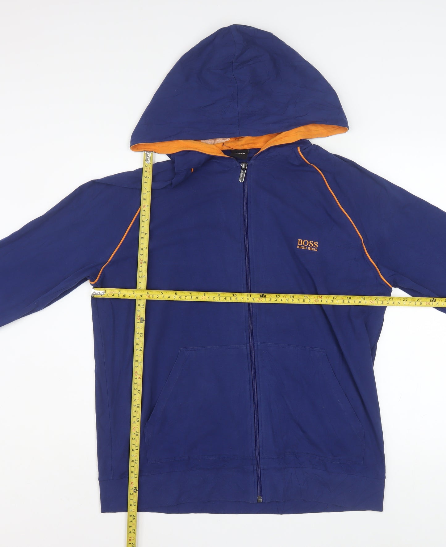 Hugo Boss Men's Blue Full Zip Hoodie L Lightweight Hooded Sweatshirt